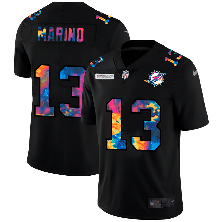 NFL Miami Dolphins #13 Dan Marino Men Nike MultiColor Black 2020 Crucial Catch Vapor Untouchable Limited Jersey->minnesota vikings->NFL Jersey